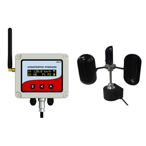 Anemômetro estacionário Wireless/sem fios c/ saída analógica - S&E Instrumentos - AN-3D