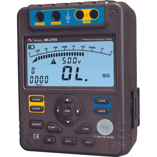 Megômetro CATIII 600V/ Tensão de Teste (DC) até 5kV e Interface USB - MI-2705 - Minipa