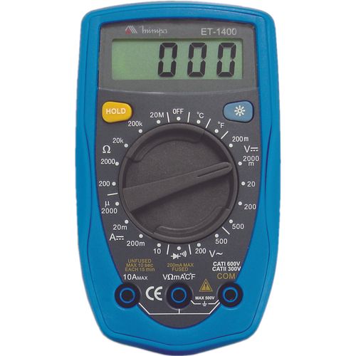 Multímetro Digital 20Mohms / Temp. / Data Hold - ET-1400 - Minipa