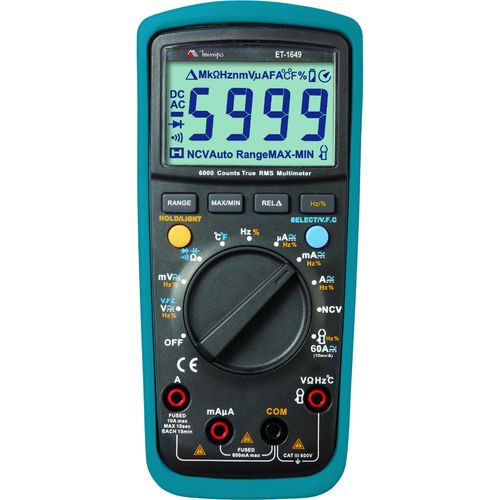 Multímetro Digital CATIII 3 5/6 Dig. / TRUE RMS /Teste Tensão sem contato / Temperatura - ET-1649 - Minipa
