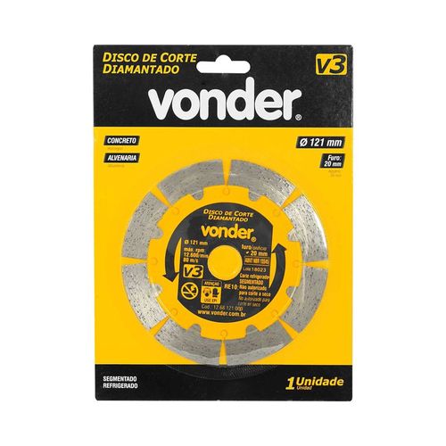Disco de corte diamantado, 121 mm, segmentado, V3, VONDER -  1268121000