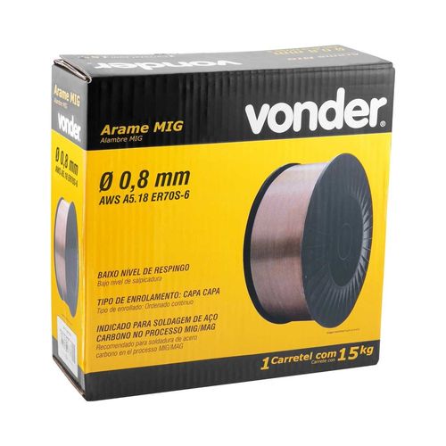 Arame Mig/Mag 0,8 Mm, Carretel Plástico Com 15 Kg, Vonder/Tmx - 7436008015