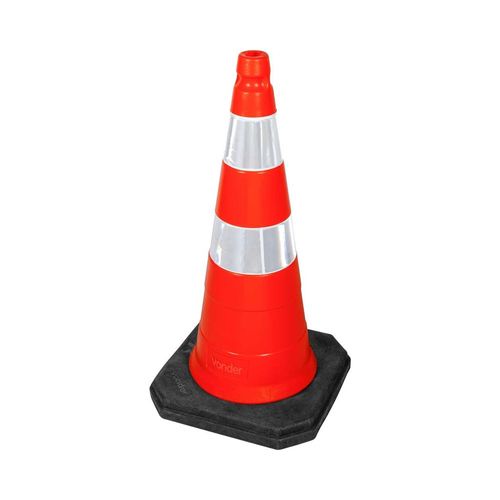 Cone Plástico Com 75 Cm, Base Em PVC, Refletivo Branco E Laranja, Vonder - 7029075036