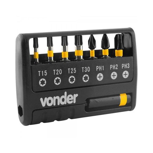 Jogo De Bits/Ponteiras De Impacto, S2, Com 9 Peças, Encaixe Sextavado 1/4