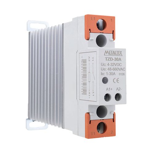 Relé de Estado Sólido 30A 4–32VCC 48–660VCA TZD-30A Metaltex